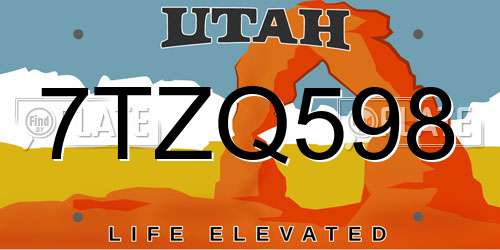 7TZQ598 Utah License Plate