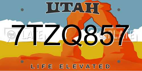 7TZQ857 Utah License Plate