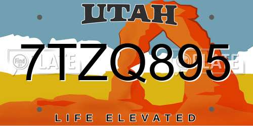 7TZQ895 Utah License Plate