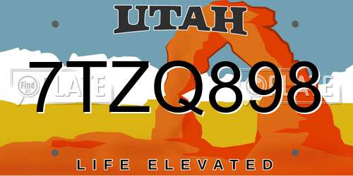 7TZQ898 Utah License Plate