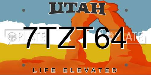 7TZT64 Utah License Plate
