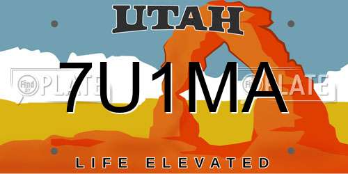 7U1MA Utah License Plate