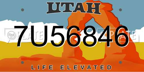 7U56846 Utah License Plate