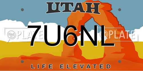 7U6NL Utah License Plate