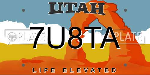 7U8TA Utah License Plate