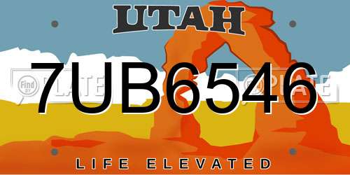 7UB6546 Utah License Plate