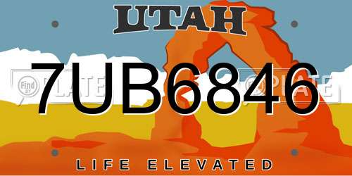 7UB6846 Utah License Plate