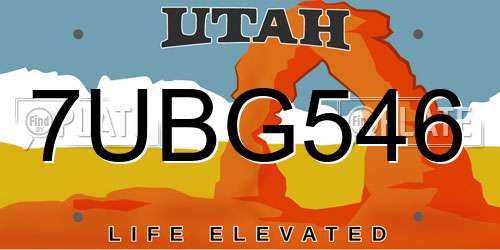 7UBG546 Utah License Plate