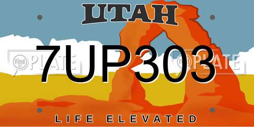 7UP303 Utah License Plate