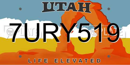7URY519 Utah License Plate