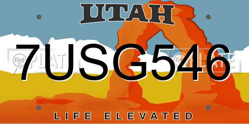 7USG546 Utah License Plate