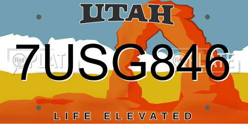7USG846 Utah License Plate