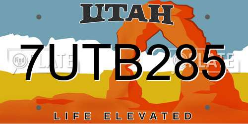7UTB285 Utah License Plate