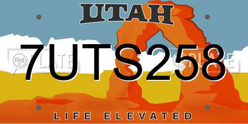 7UTS258 Utah License Plate
