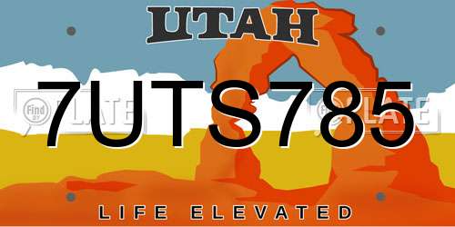 7UTS785 Utah License Plate