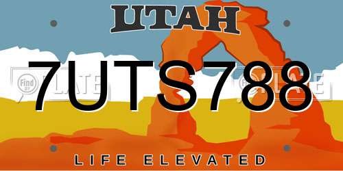 7UTS788 Utah License Plate