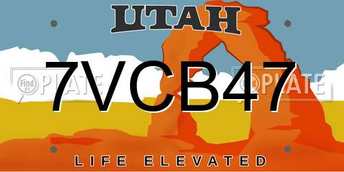 7VCB47 Utah License Plate