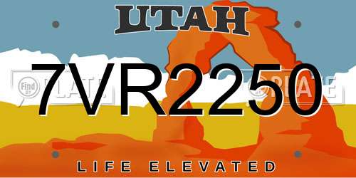 7VR2250 Utah License Plate