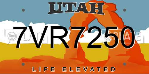 7VR7250 Utah License Plate