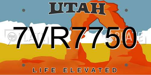 7VR7750 Utah License Plate