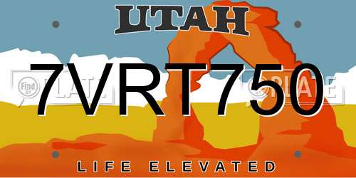 7VRT750 Utah License Plate