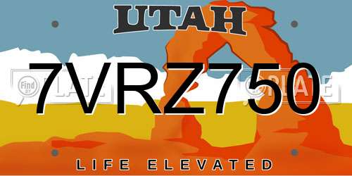 7VRZ750 Utah License Plate