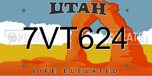 7VT624 Utah License Plate