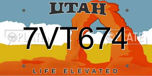 7VT674 Utah License Plate