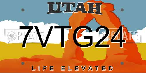 7VTG24 Utah License Plate