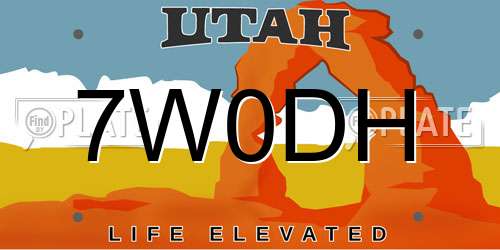 7W0DH Utah License Plate