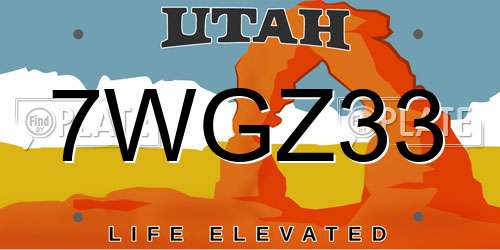 7WGZ33 Utah License Plate