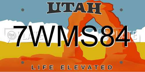 7WMS84 Utah License Plate