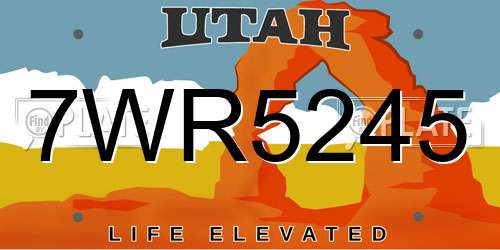 7WR5245 Utah License Plate