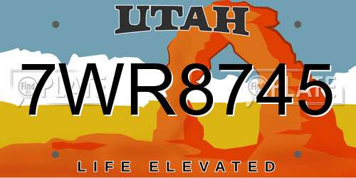 7WR8745 Utah License Plate