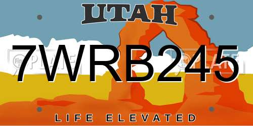 7WRB245 Utah License Plate