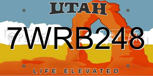7WRB248 Utah License Plate