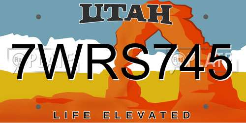 7WRS745 Utah License Plate