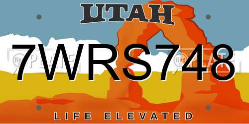 7WRS748 Utah License Plate