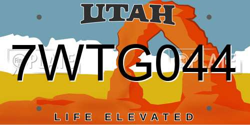7WTG044 Utah License Plate