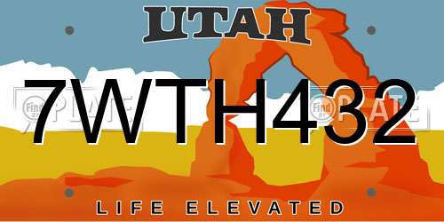 7WTH432 Utah License Plate