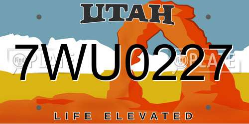 7WU0227 Utah License Plate