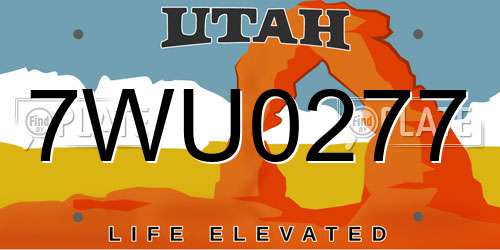 7WU0277 Utah License Plate