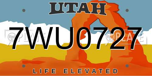 7WU0727 Utah License Plate