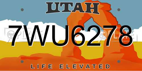 7WU6278 Utah License Plate
