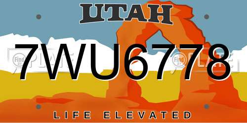 7WU6778 Utah License Plate