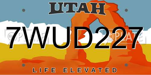 7WUD227 Utah License Plate