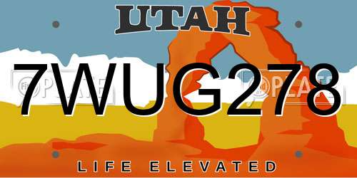 7WUG278 Utah License Plate
