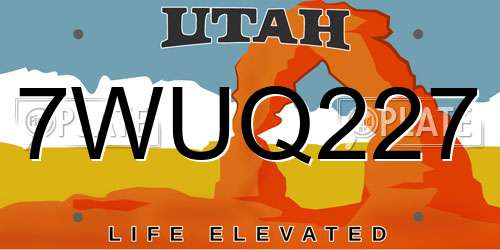 7WUQ227 Utah License Plate