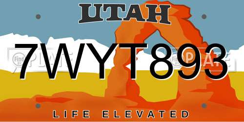 7WYT893 Utah License Plate