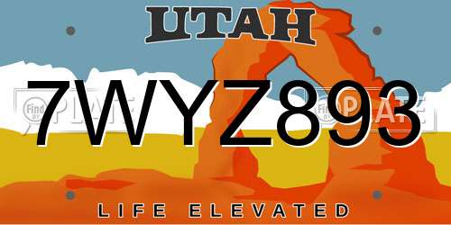7WYZ893 Utah License Plate